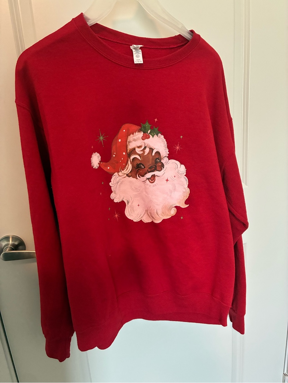 Black Santa Christmas Sweatshirt Red Size Large